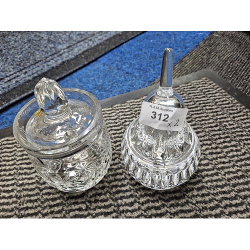 312 - Cut Crystal Pear and A Cut Crystal Lidded Pot