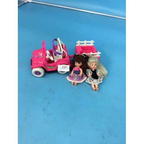 121 - Vintage Hasbro Jeep and Trailer In Pink With Figures “Cindy Pop Star Off Roader”