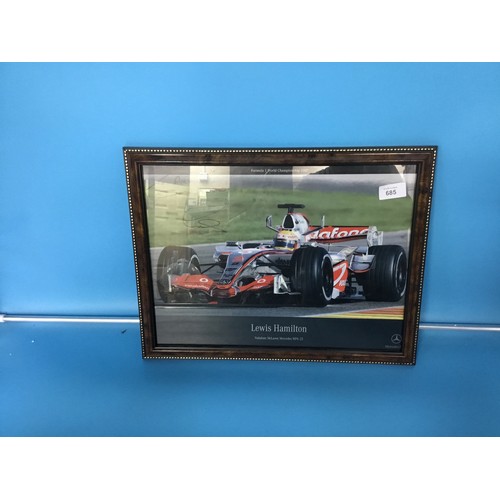 685 - Signed Lewis Hamilton F1 Picture Framed