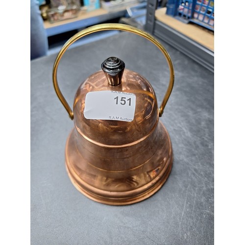 151 - Bell Shaped Copper Tea Caddy With Liner and Bakelite Knob