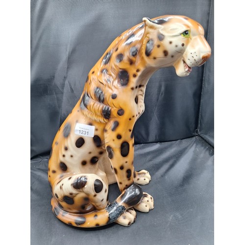 1231 - Vintage 14” Ceramic Leopard