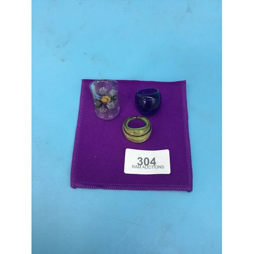 304 - 3 Murano Type Glass Rings