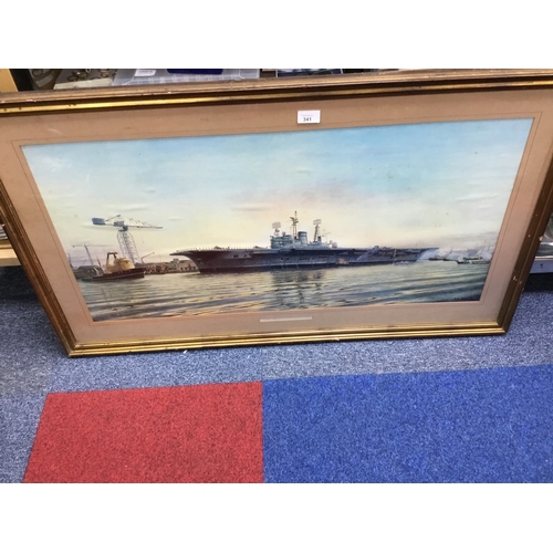 341 - 3 1/2 ft x 2 1/2 ft approx Picture “Homecoming of The Ark Royal Majesty “