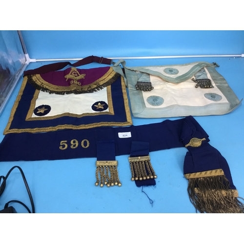 424 - Masonic Aprons x 2 One is a Rare Scottish