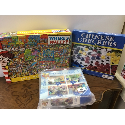 478 - Games Boxed as New x3 Where’s Walley Puzzle, Toy Story Puzzle and Chinese Checkers