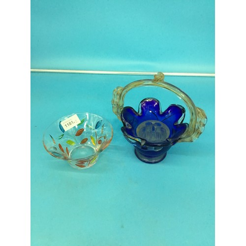 1181 - Murano Handled Vase and Dish