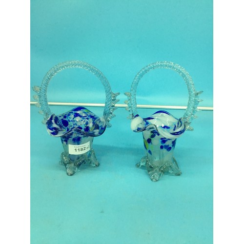 1182 - Glass Handled Posy Vases x2