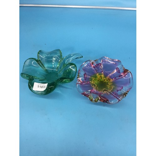 1187 - 2 Heavy Murano Glass Dishes