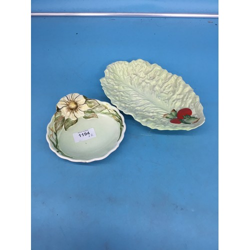 1194 - Carlton Ware Leaf Plate Cherries and Trinket Dish