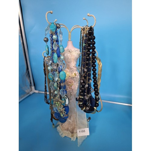 1195 - Fashion and Vintage Jewellery on Stand (Stand not included)