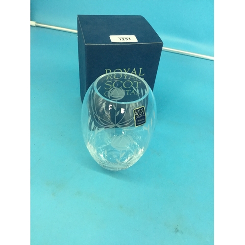 1231 - Boxed Royal Scot Crystal Vase (New)