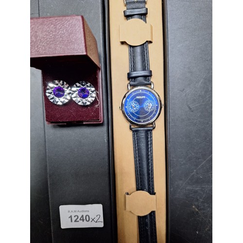 1240 - Philips Boxed Watch and Cufflinks