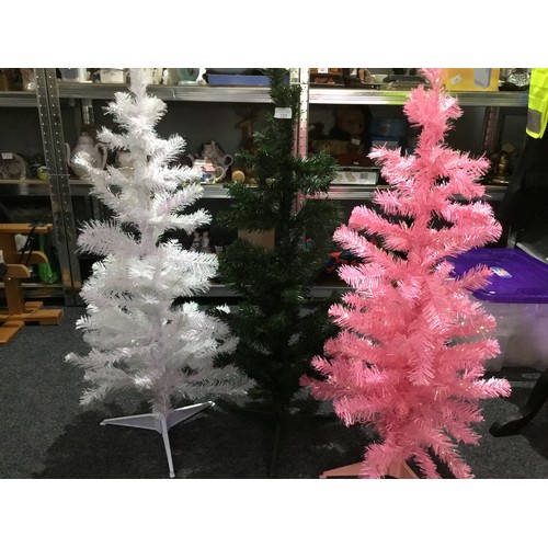 721 - Brand New 3ft Christmas Trees x3 In Pink, White and Green