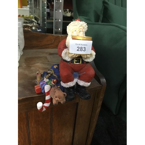 283 - Santa Holding a Toy Drum Christmas Stocking Holder