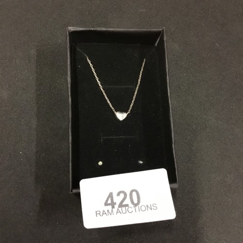 420 - Boxed 925 Silver Chain and Heart Pendant