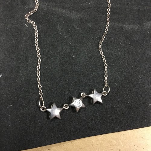 428 - 925 Silver Necklace With Stoned Stars