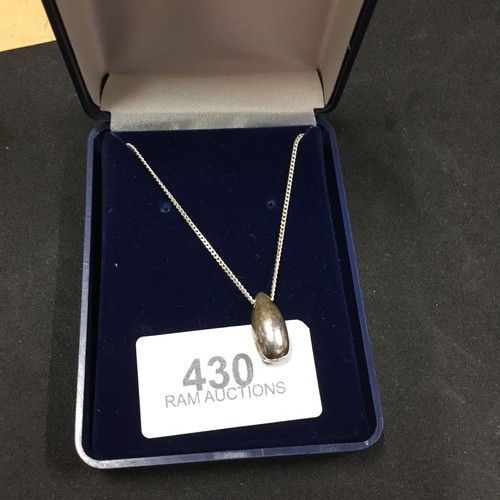 430 - Boxed 925 Silver Chain and Pendant