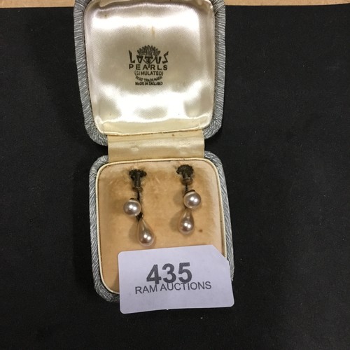 435 - Boxed Vintage Silver Pearl Earrings