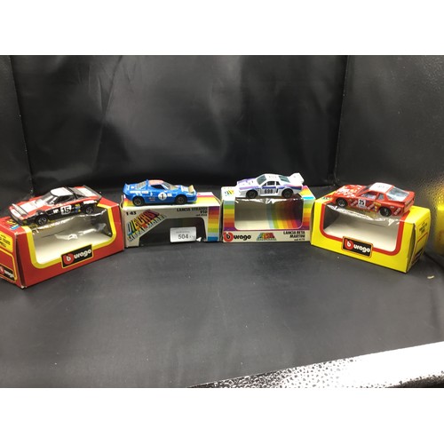 504 - Burago Boxed Cars x4 To Include 3x Lancia and a Porsche