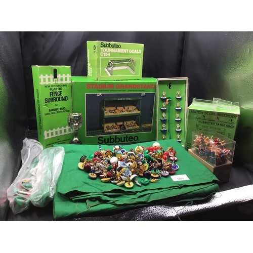 509 - Group Of Vintage Subbuteo To Include The Pitch x2, Grandstand, Goals, Boxed Team, Surrounds, Score B... 