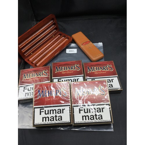 663 - 5 Boxes Of 20 Red Orient Dutch Cigarillos and 2 2 Empty Cigar Boxes