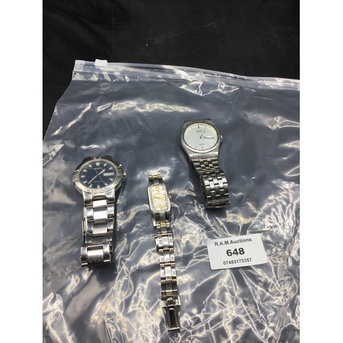 648 - 3 Seiko Watches