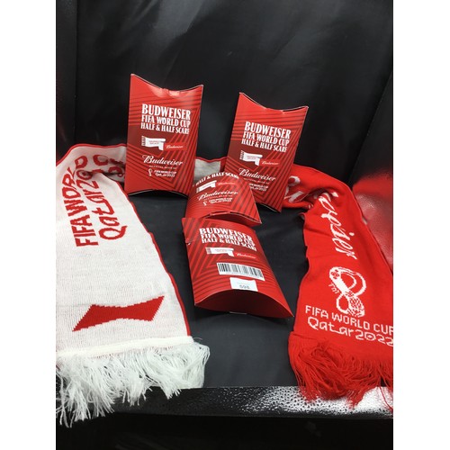 595 - 5 x New In The Box Budweiser Scarves Collectables Of The Future