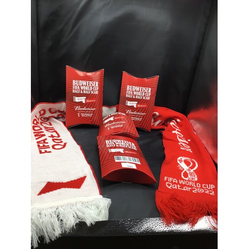 596 - 5 x New In The Box Budweiser Scarves Collectables Of The Future