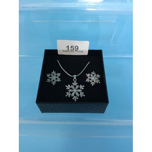 159 - New 925 Silver and Crystal Necklace and Earrings Set