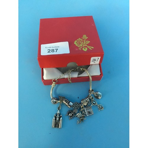 287 - Pandora Style Bracelet and Charms