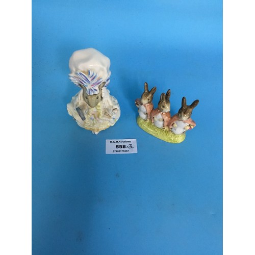 558 - Royal Albert Beatrix Potter Flopsy, Mopsy and Cottontail and Lady Mouse