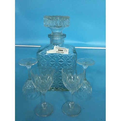 566 - Vintage Decanter and Glasses