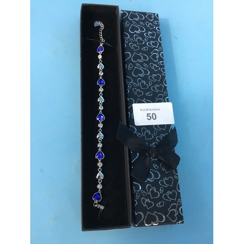 50 - 925 Silver Bracelet Set With Blue Stones