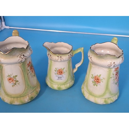 233 - Graduated Set Of Vintage Staffordshire Jugs x3 With Marks To The Base