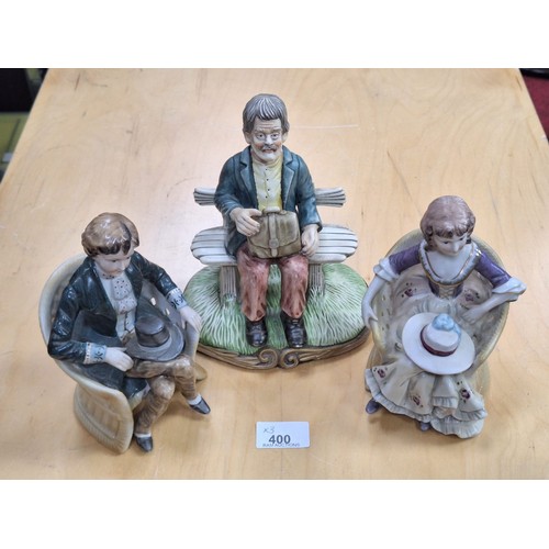 400 - 2 Vintage Figures Seated and A Capo Di Monte Figure