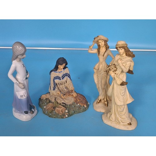 401 - Hamilton Wild Flower Indian Figure and 3 Others