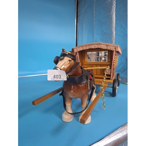 403 - Vintage Horse and Caravan 2ft Long (no damage to horse)