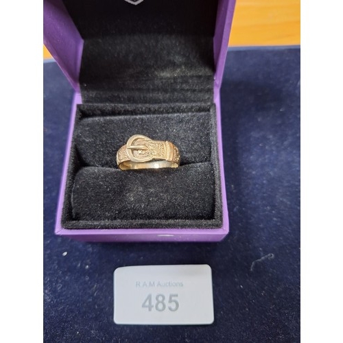 485 - 9ct Gold Buckle Ring Boxed