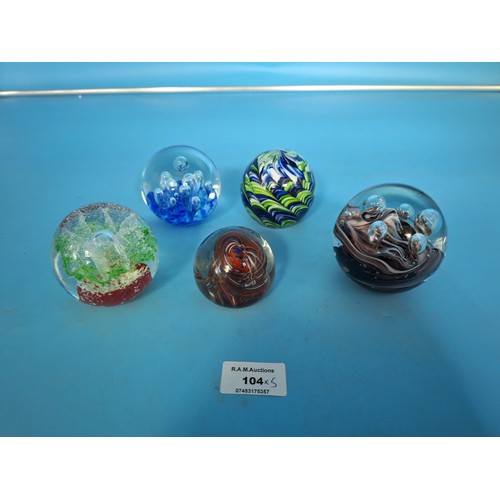 104 - Vintage Paperweights x5