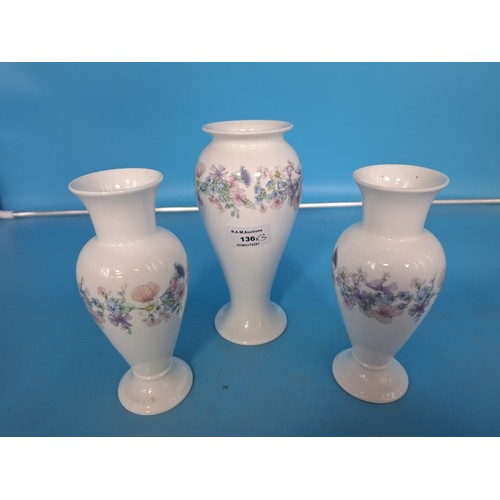 136 - Wedgewood Angela Trio Of Vases 1 Large and 2 Medium