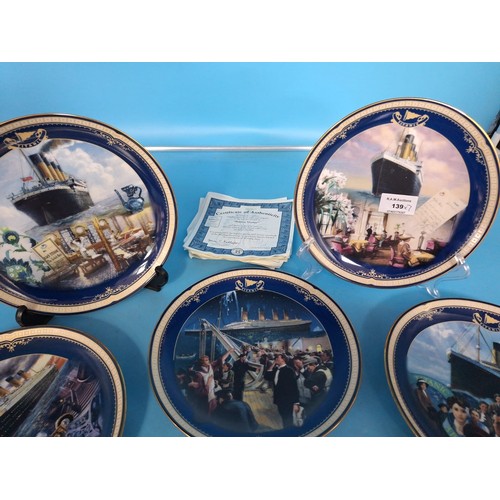 139 - Limited Edition Titanic Plates x7 Gold Rimmed With Certificates