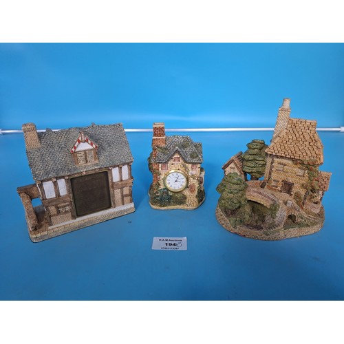 194 - David Winter Cottages x2 and a Cottage Clock