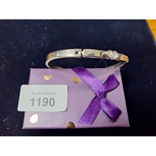 1190 - 925 Silver Stoned Braclet/Bangle