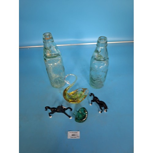 493A - Murano Glass x4 and 2 Vintage Bottles