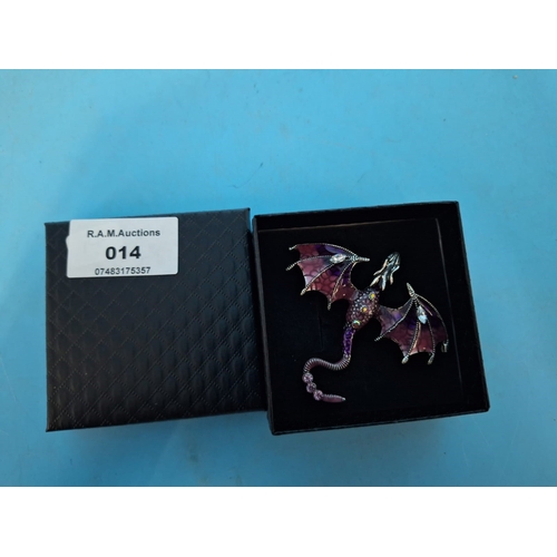 14 - Ladies Pink Dragon Brooch