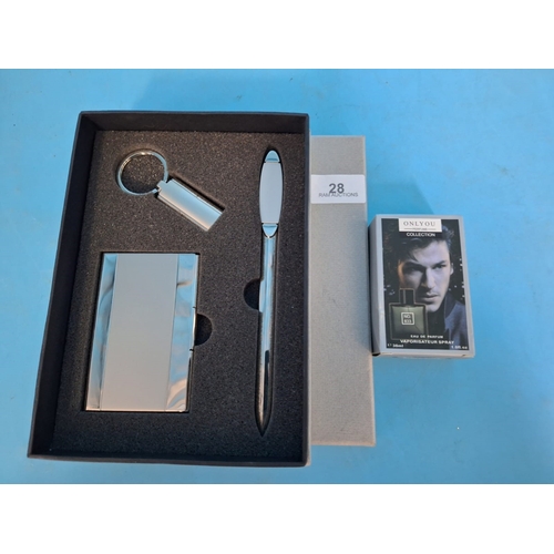 28 - Men's Card Holder, Keyring Giftset and Aftershave