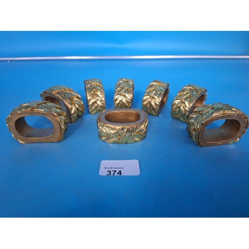 374 - Set Of 8 Gold Effect Napkin Ring Holders