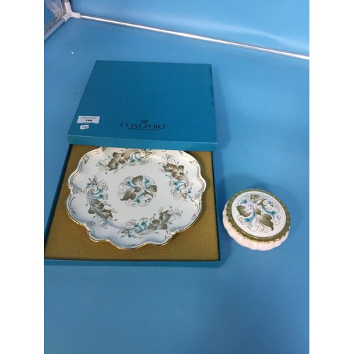 160 - Coalport Cabinet Plate and Trinket Pot In The Strange Orchid Pattern