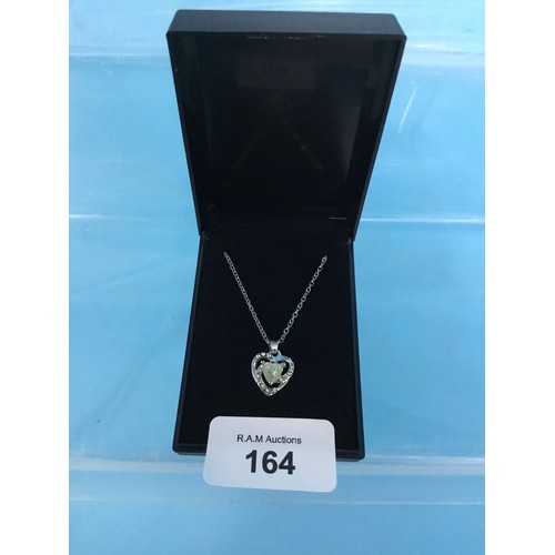 164 - New 925 Silver and Opal Style Heart Necklace