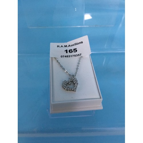 165 - New 925 Silver and Crystal Heart Necklace